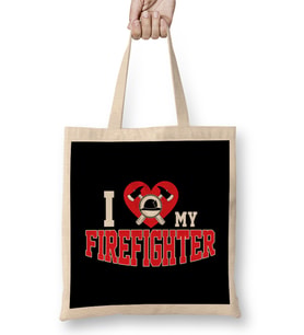 Cute I Love My Firefighter Firefighting Family Bez Çanta Uzun Saplı