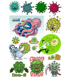 Virüs Bakteri Sticker Set 13 Parça Telefon, Tablet, Defter, Laptop Sticker