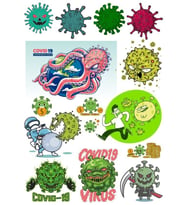 Virüs Bakteri Sticker Set 13 Parça Telefon, Tablet, Defter, Laptop Sticker