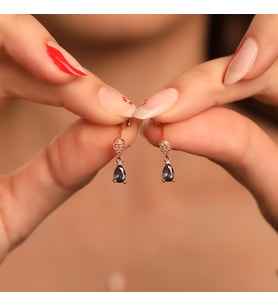 925 Ayar Gümüş Mistik Topaz Taşlı Damla Küpe