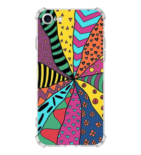 PrintiFy Apple iPhone 7 Uyumlu Retro Color 4 Baskılı Şeffaf Köşe Korumalı Antişok Kılıf