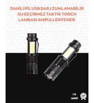 Taşınabilir Şarjlı LED Fener - 4 Modlu, 2000LM, Ayarlanabilir Odak