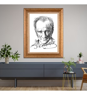 Altın Varaklı Paspartulu Çerçeveli Tablo hb1472