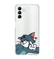Samsung Galaxy A04S Uyumlu Tom ve Jerry Öpücük Desenli Şeffaf Telefon Kılıfı