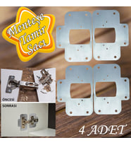 Dolap Kapak Taş Menteşe Tamir Sacı Pratik Onarım Kiti Krom Metal Yuva Tablası 6.5 x 9 cm (4 ADET)