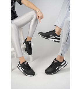 Muggo  BLAKE Unisex Ortopedik Günlük Garantili Yürüyüş Koşu Sneaker Spor Ayakkabı (Siyah)
