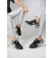Muggo  BLAKE Unisex Ortopedik Günlük Garantili Yürüyüş Koşu Sneaker Spor Ayakkabı (Siyah)