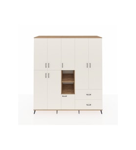 Kronos Dolap 12 Raflı 2 Çekmeceli Tek Askılı 220x59x243 Çam-Aytaşı/Aytaşı