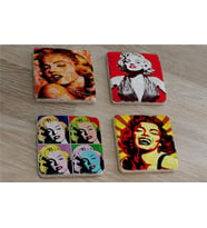 Marilyn Monroe Pop Art ve Portreleri Doğal Taş Bardak Altlığı 4'lü set - Natural Stone Coasters