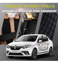 Symbol Thalia Siyah Renk Tay Tüyü Cepli & Terletmez Sırtlı Oto Koltuk Minder Seti - Koltuk Koruma Kılıfı (ÖN & ARKA TAM SET)
