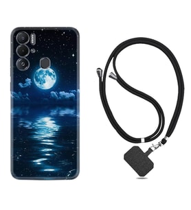 Tecno Pova Neo Kılıf Resimli Boyun Askılı İpli Desenli Silikon Night Moon 1133