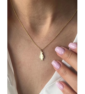 Kişiye Özel 925 Ayar Gümüş Minimal Tasarım Penguen Figürlü Kolye (Gold)