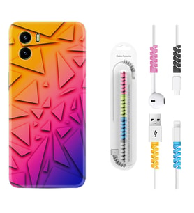 Vivo Y15S Y32 Y33S Y51 Y53S Kılıf Kablo Koruma Spiral Silikon Üçgenler 1635