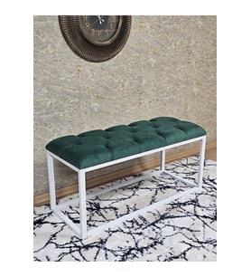 Beyaz Boyalı Diktörtgen 100 cm x 40 cm Oturak Puf - Bench - Makyaj Oturağı - Oturak Yeşil Renk 100 x 40 Boyut/Ebat (Çok Renkli)