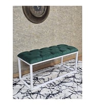 Beyaz Boyalı Diktörtgen 100 cm x 40 cm Oturak Puf - Bench - Makyaj Oturağı - Oturak Yeşil Renk 100 x 40 Boyut/Ebat (Çok Renkli)