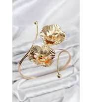 Pazu Bileklik Gold Renk Pirinç Çiçek Model