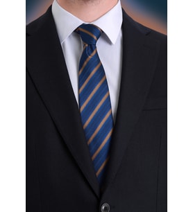 Lacivert Çizgili Kravat (Lacivert - Açık Gri)