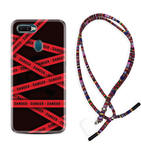 Oppo A5S A15 A16 A54 A55 A73 A74 Kılıf Boyun Asklı Rasta Silikon Danger 1372