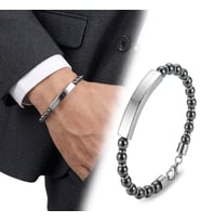 Premium Hematit Beyaz İsim Yazılabilir Ve Çelik Zincir Bileklik 31832B29D9 - 23 cm