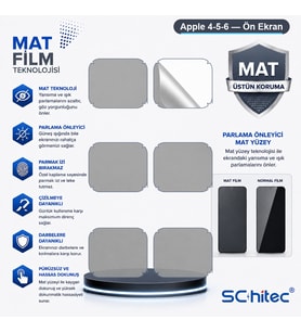 SChitec Apple 4-5-6 Uyumlu Ön Yüzey Mat Hidrojel Ekran Koruyucu