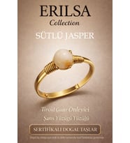 Sertifikalı Tiroid Enerji Denge Yüzüğü – Sütlü Jasper Ayarlamalı Gold İnce Kasa Boğa Yengeç Burcu (Çok Renkli)