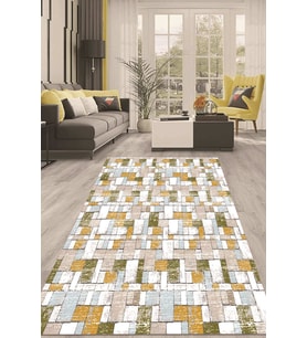 Dijital Kaymaz Taban Yıkanabilir Modern Renkli Salon Halısı Mutfak Halısı Yolluk ND-HT-573 (Çok Renkli)