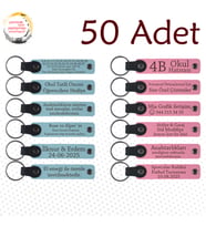 Gök Mavi & Pembe, 50’li Set, İsim Yazılabilen Özel Anahtarlık, Akraba Ziyaretlerinde Küçük Anı