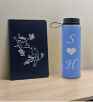 BK Gift Sevgiliye Özel İsimli Lacivert Defter ve Mavi Cam Matara Hediye Seti-6, Sevgiliye Hediye, Sevgililer Günü, Yeni İş Hediyesi