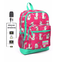 Coral High Kids Dört Gözlü Kız Çocuk İlkokul Çantası - Lama Desenli - USB+AUX Soketli