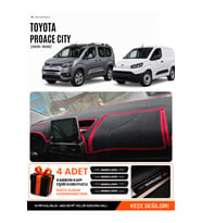 TOYOTA PROACE CITY (2020-2026) Uyumlu Torpido Örtüsü Torpido Kılıfı - Siyah Kırmızı