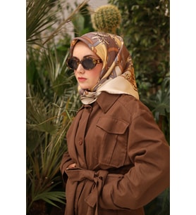 Silk Home Tivil İpek Eşarp IST11436-02 Ekru, Açık Gold, Soğan Kabuğu, Mavi