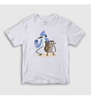 Presmono Unisex Çocuk Beyaz Mordecai And Rigby Regular Show T-Shirt 449219tt (Beyaz)
