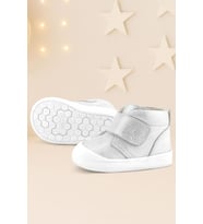 Rakerplus Yoohoo Hakiki Deri Beyaz Simli Cırtlı Unisex Bebek Bot