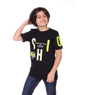 Toontoy Erkek Çocuk Fashion Baskılı Tişört (Siyah)