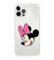 Apple iPhone 12 Pro Uyumlu Kamera Korumalı Tıpalı Kapak Minnie Mouse TasarımlıŞeffaf Kılıf