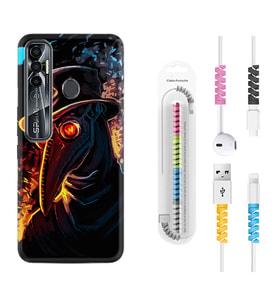 Tecno Spark 6 6 Go 8C 8 Pro 7 7 Pro Kılıf Kablo Koruma Spiral Silikon Karga 1616