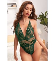 Mulvxbrf Brf02 Kadın Yeşil Zarif Dantel Sırtı İp Askılı Babydoll Gecelik (Mulvix)