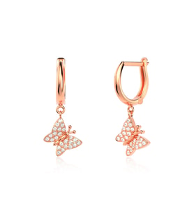 Minik Kelebek Rose Gümüş Küpe