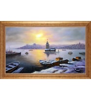 EV İŞYERİ OFİS İÇİN ALTIN ÇERÇEVELİ PASPARTULU TABLO S732