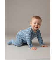 LCW baby Mavi Bisiklet Yaka Çizgili Erkek Bebek Tulum