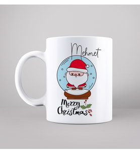 Mutlu Yıllar & Merry Christmas & Yılbaşı & Noel Baba Tasarımlı Kupa Kişiye Özel