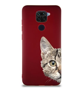 Xiaomi Redmi Note 9 Soft Premier Kapak Catface Tasarımlı Silikon Kılıf - Mürdüm (Şeffaf)