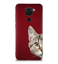 Xiaomi Redmi Note 9 Soft Premier Kapak Catface Tasarımlı Silikon Kılıf - Mürdüm (Şeffaf)