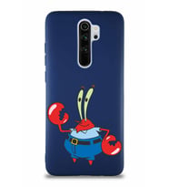 Xiaomi Redmi Note 8 Pro Soft Premier Kapak Bay Yengeç Tasarımlı Silikon Kılıf - Lacivert (Şeffaf)