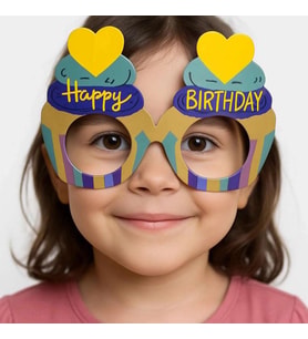 Cupcake Temalı Doğum Günü Renkli Karton Happy Birthday Gözlüğü 6 Adet