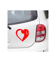 Kalp Ve Fil Işareti Petshop Araba Cam Oto Sticker 25cm