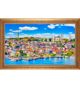 EV İŞYERİ OFİS İÇİN ALTIN ÇERÇEVELİ PASPARTULU TABLO VB449