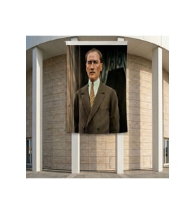 Takım Elbise Gazi Mustafa Kemal Atatürk Poster Bayrak Premium Raşel Kumaş ATA55 2x3m