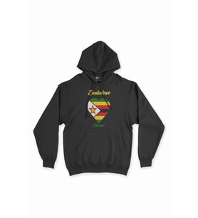 Harare Zimbabwe Bayraklı Kalpli Siyah Sweatshirt Hoodie