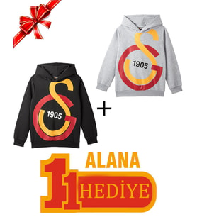 Galatasaray Orijinal Büyük Logolu Siyah Sweatshirt Büyük Logolu Gri Sweatshirt Hediyeli